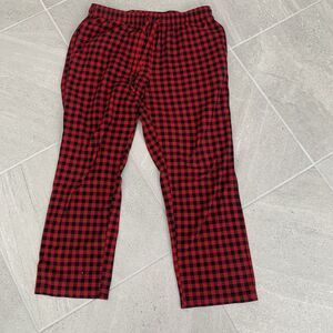 Nautica Sleepwear Mens Red Black Plaid Flannel Elastic Waist Pajama Pants - M